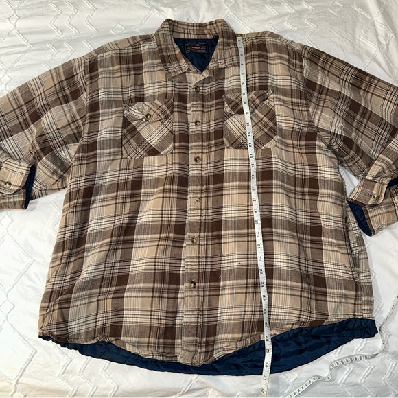Wrangler | Quilted Lined Flannel Plaid Shirt Jacket Shacket Distressed Button Up - Picture 13 of 15